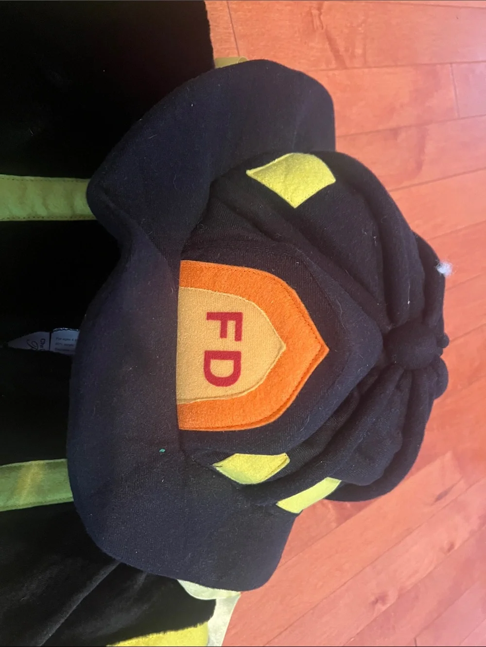 Kids Black & Yellow Firefighter One-Piece Costume